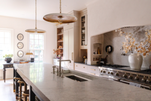 Modern kitchen with custom marble countertops installed by professional marble countertop installers in Temecula.
